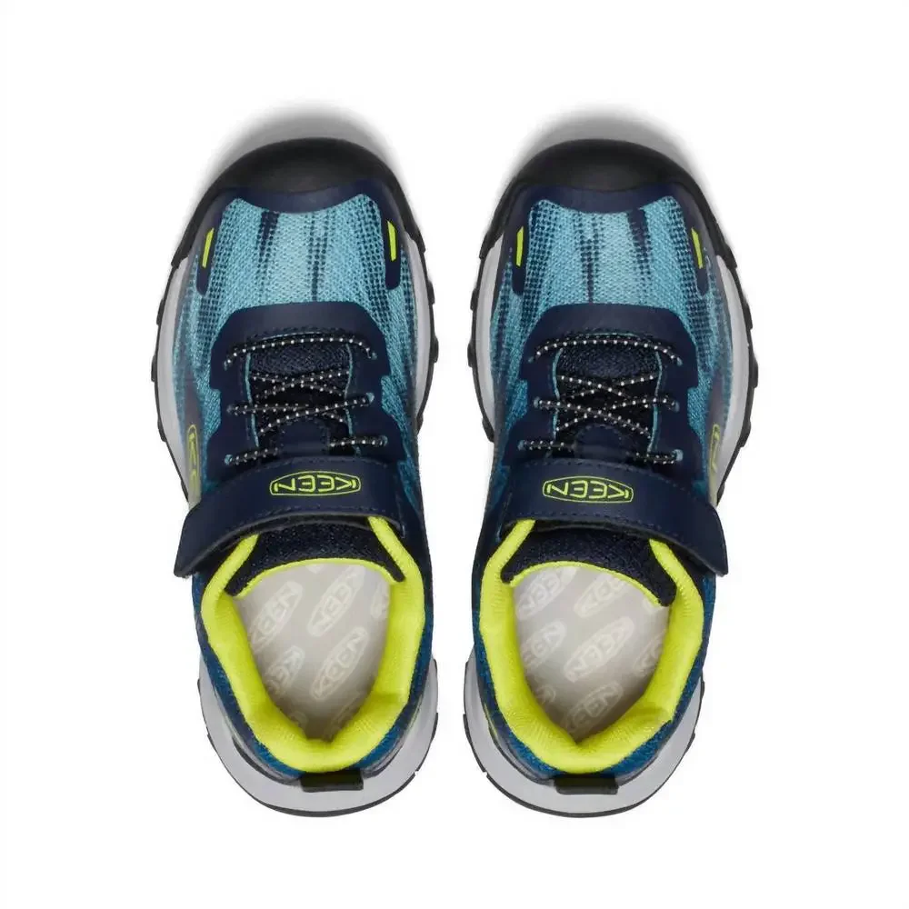 NEW KEEN boy's wanduro speed hiking shoe in legion blue/primrose